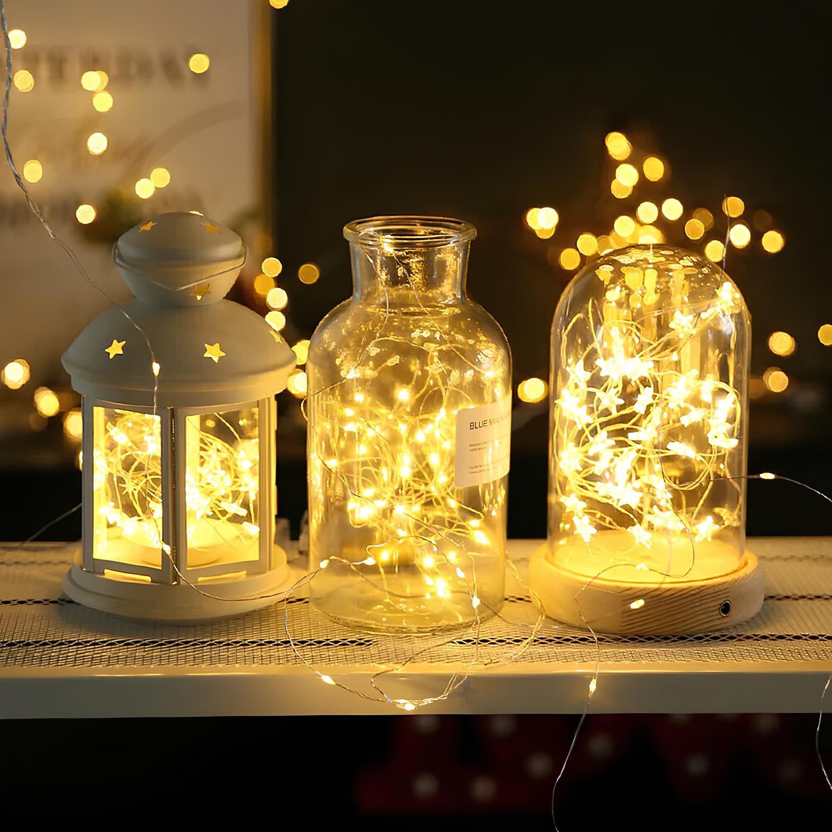 String Lights Fairy with Flexible Copper Wire Micro LED Beads Battery Powered Outdoor Christmas - Image 2