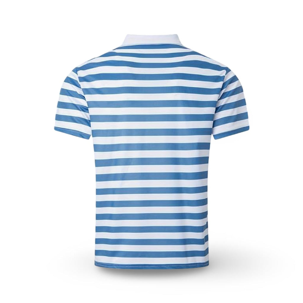 Striped Polo Shirt Mens Short Sleeve Casual Button Up Collar Regular Fit - Image 3