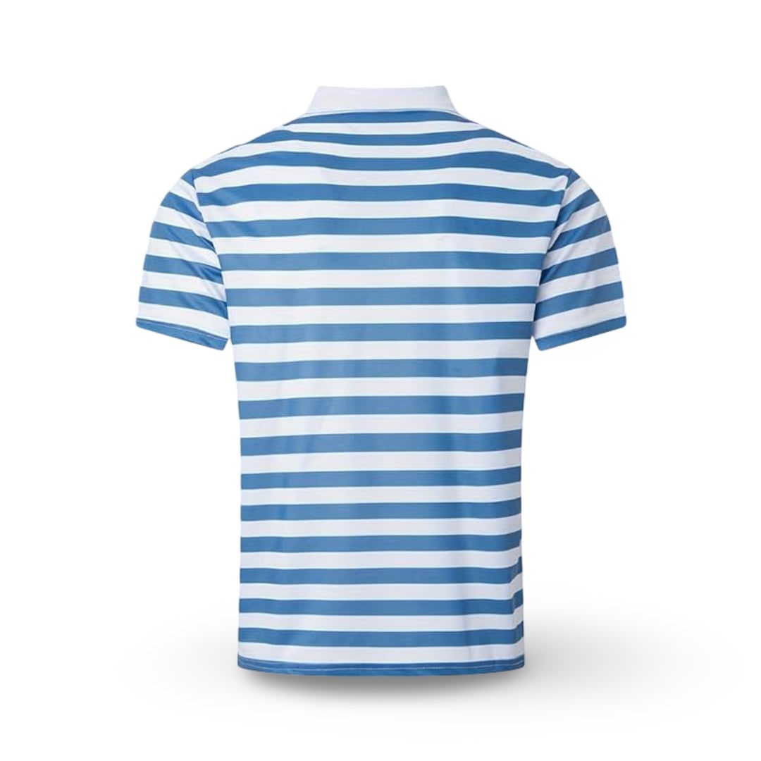 Striped Polo Shirt Mens Short Sleeve Casual Button Up Collar Regular Fit - Image 3