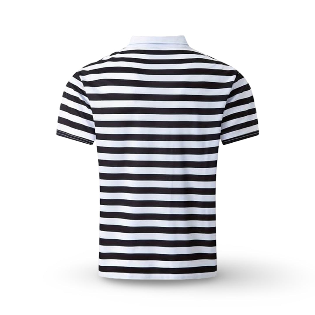 Striped Polo Shirt Mens Short Sleeve Casual Button Up Collar Regular Fit - Image 5