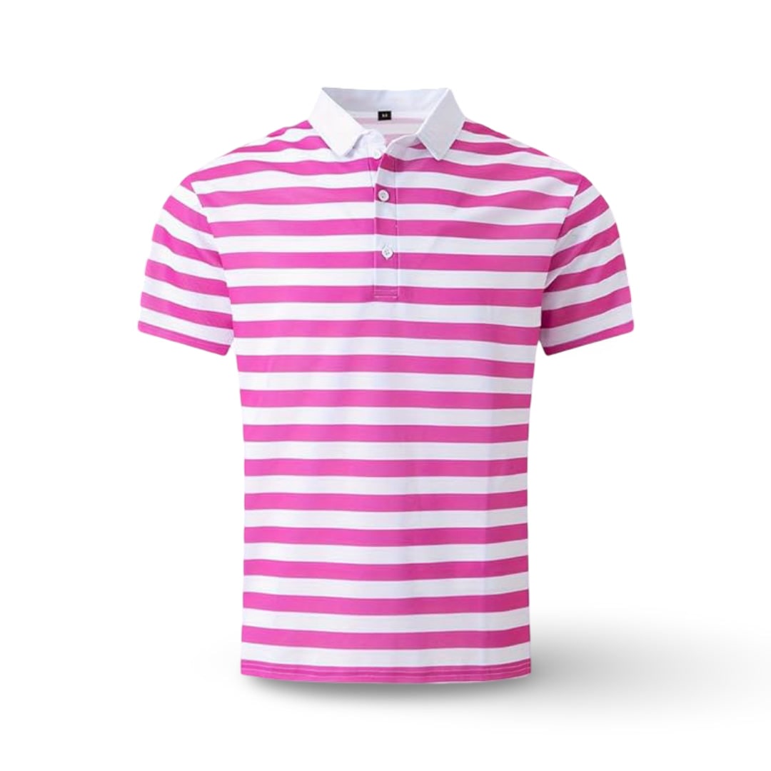 Striped Polo Shirt Mens Short Sleeve Casual Button Up Collar Regular Fit - Image 6