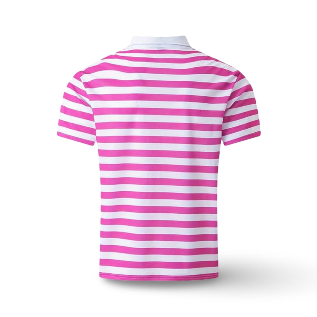 Striped Polo Shirt Mens Short Sleeve Casual Button Up Collar Regular Fit - Image 7