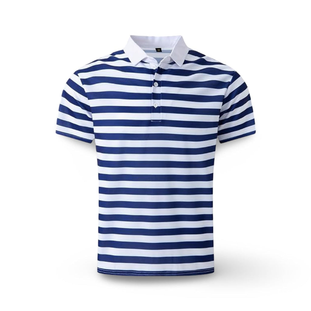 Striped Polo Shirt Mens Short Sleeve Casual Button Up Collar Regular Fit - Image 8