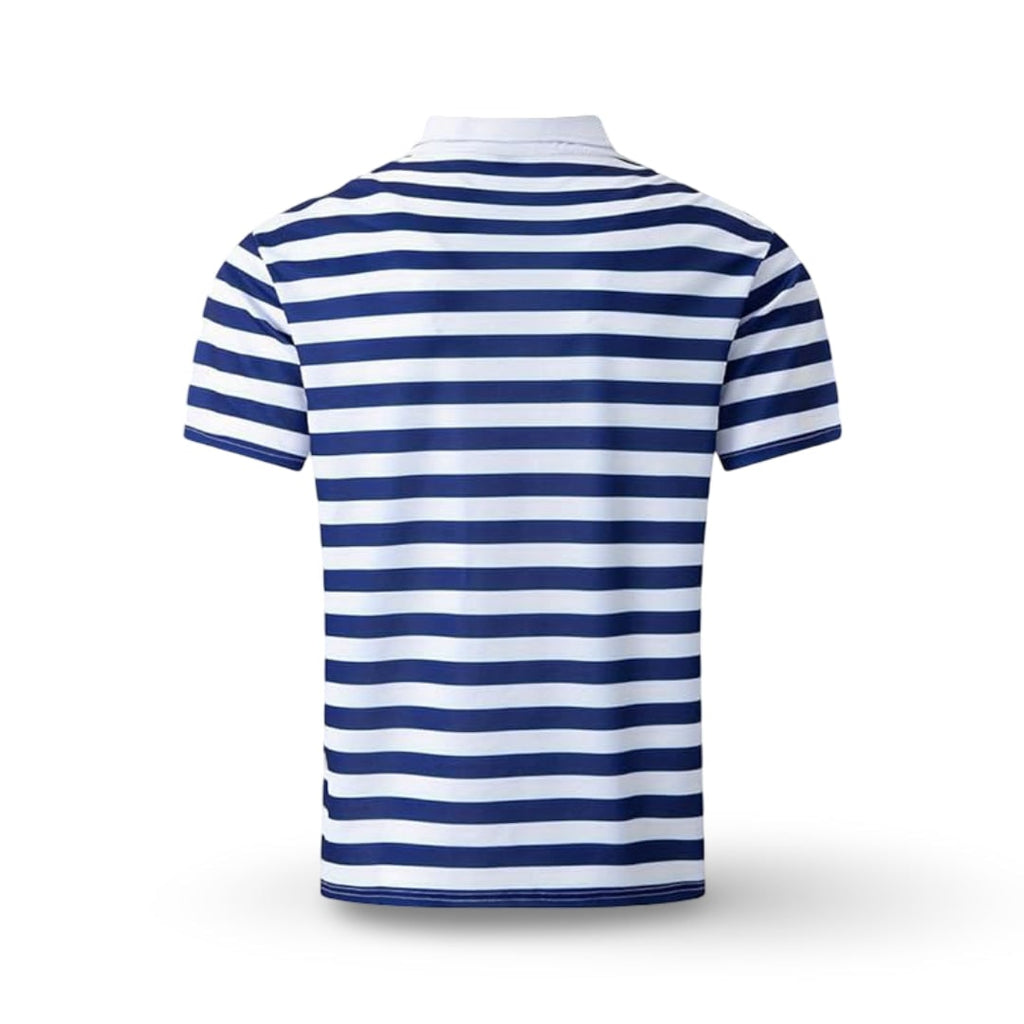 Striped Polo Shirt Mens Short Sleeve Casual Button Up Collar Regular Fit - Image 9