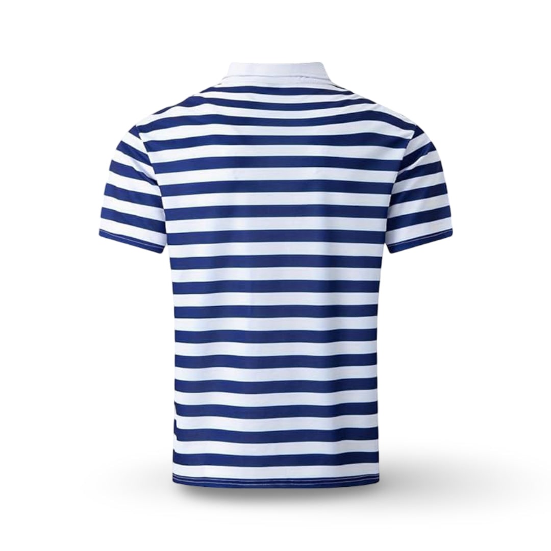 Striped Polo Shirt Mens Short Sleeve Casual Button Up Collar Regular Fit - Image 9