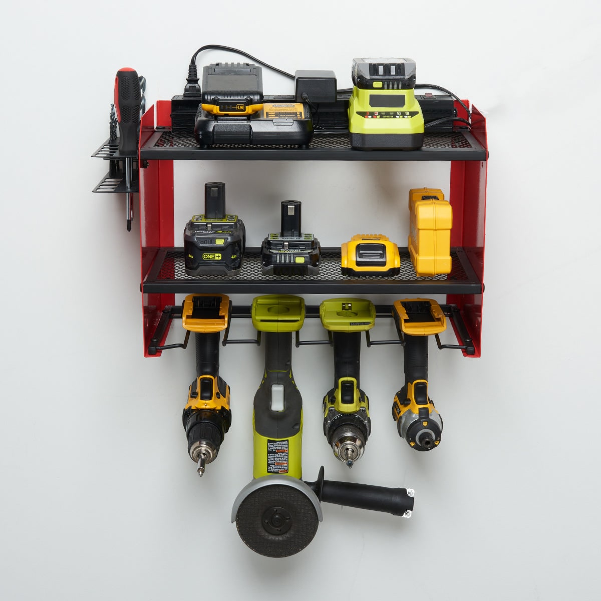 Surge Protected Power Strip Tool Organizer Wall Mounted Metal Eight Outlet Rack - Image 1