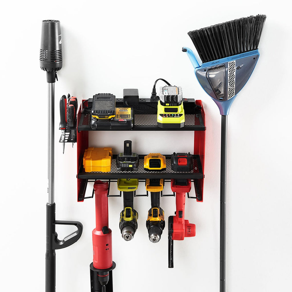 Surge Protected Power Strip Tool Organizer Wall Mounted Metal Eight Outlet Rack - Image 2
