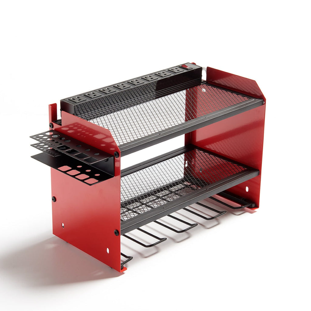 Surge Protected Power Strip Tool Organizer Wall Mounted Metal Eight Outlet Rack - Image 3