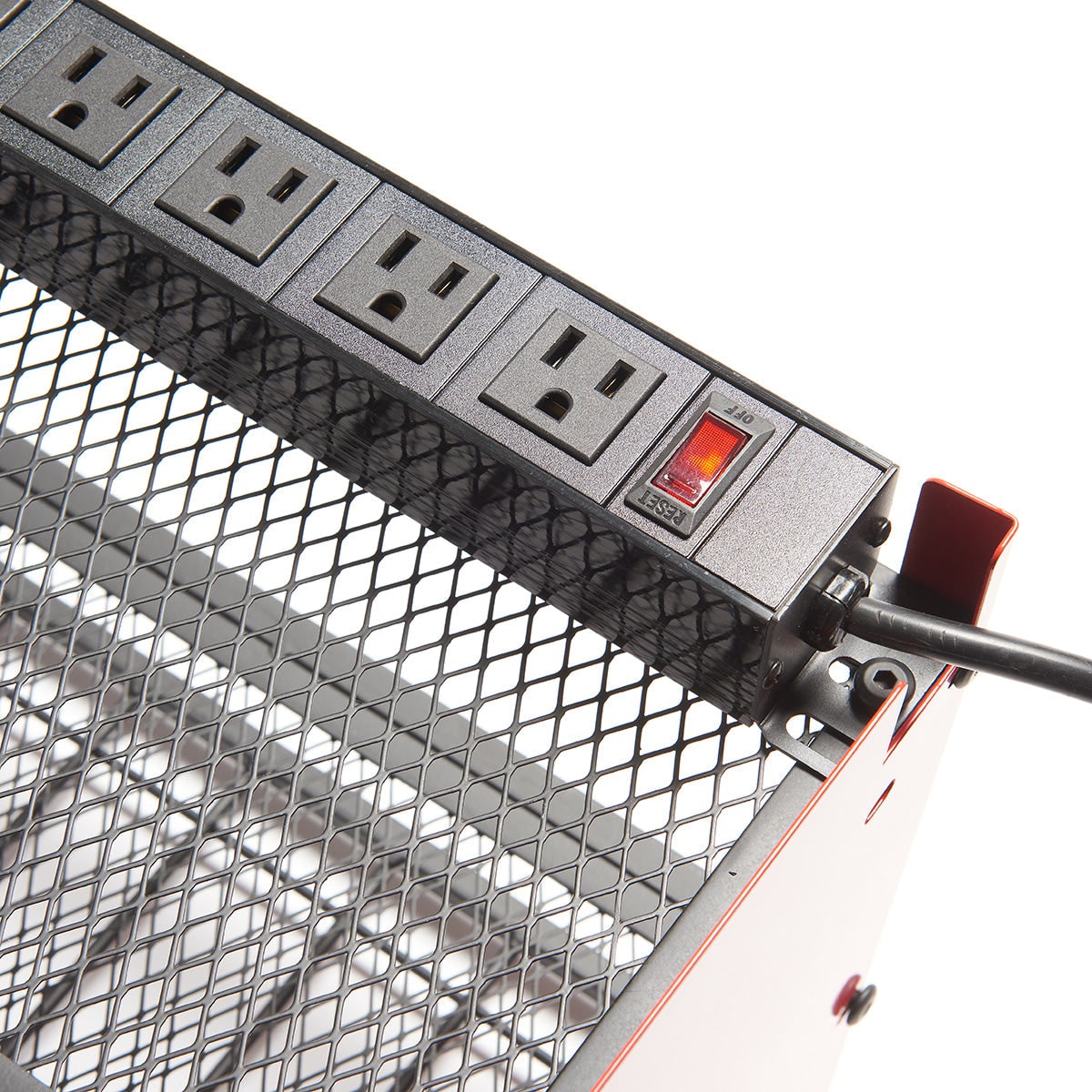 Surge Protected Power Strip Tool Organizer Wall Mounted Metal Eight Outlet Rack - Image 4