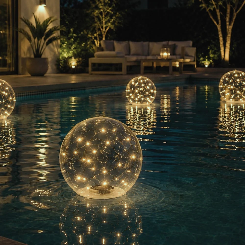Swimming Pool Lights LED Floating Inflatable Solar with Fairy and Hand Pump - Image 2