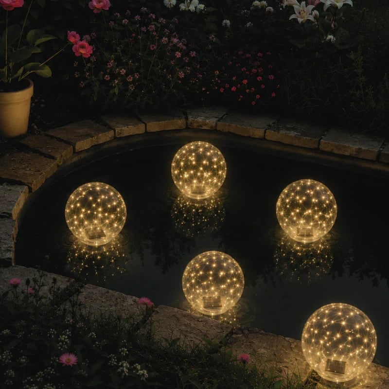 Swimming Pool Lights LED Floating Inflatable Solar with Fairy and Hand Pump - Image 4