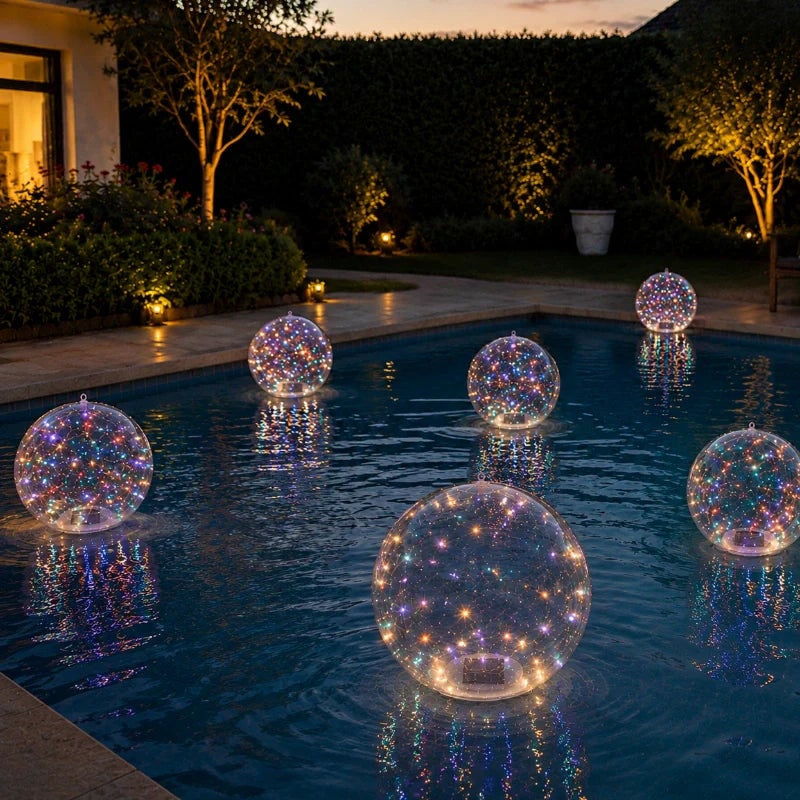 Swimming Pool Lights LED Floating Inflatable Solar with Fairy and Hand Pump - Image 7