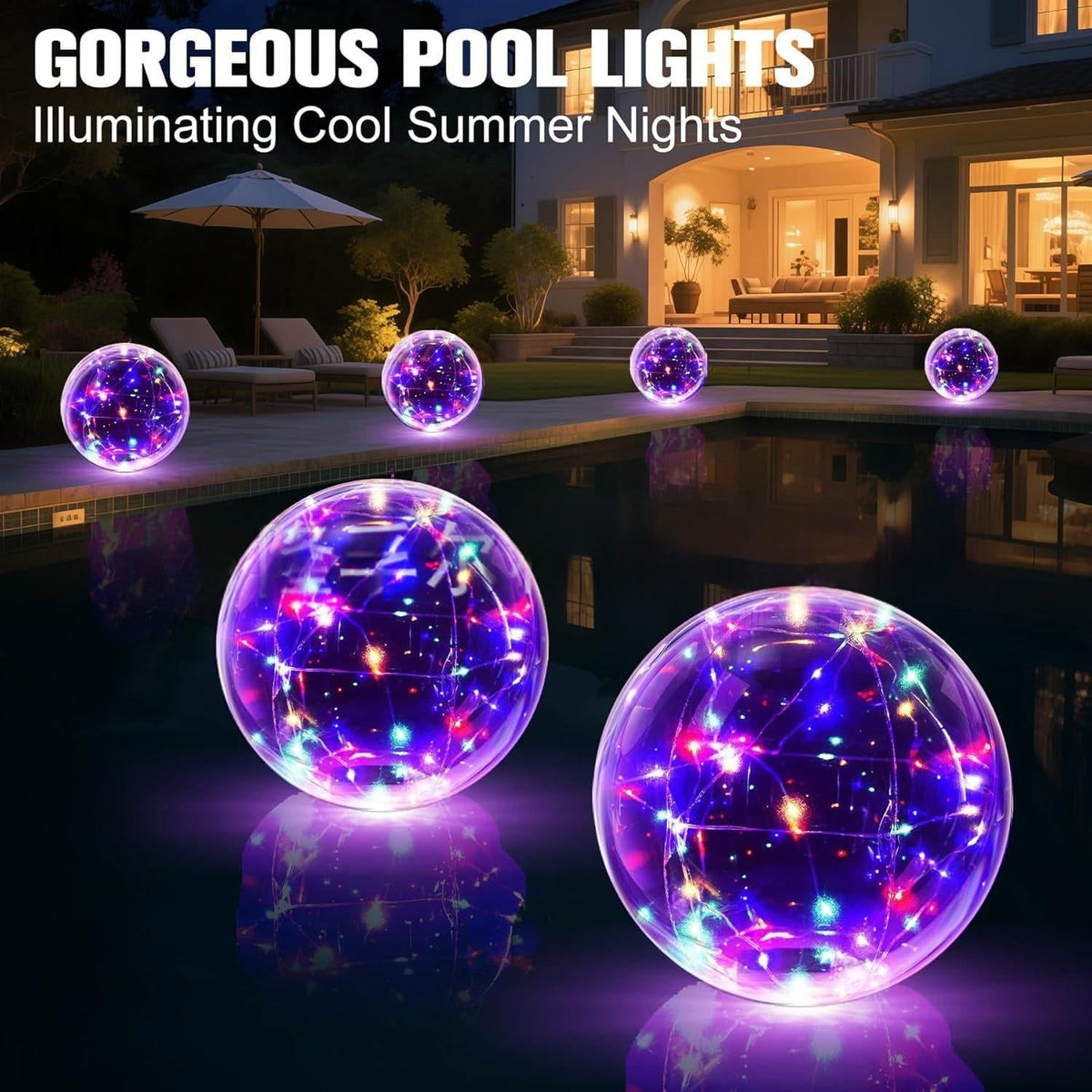 Swimming Pool Lights LED Floating Inflatable Solar with Fairy and Hand Pump - Image 9