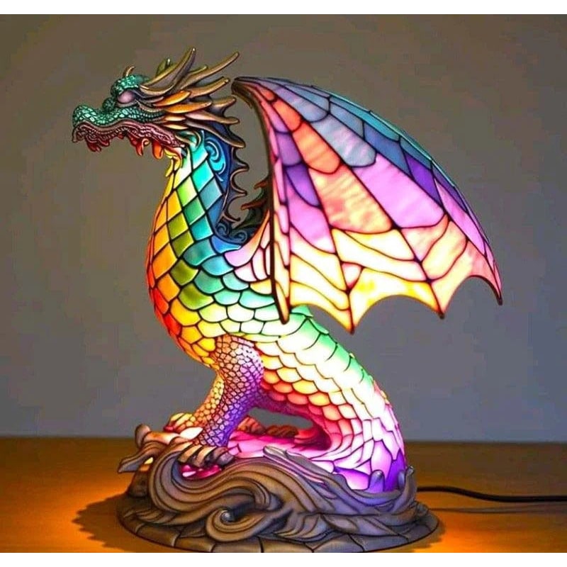 Table Lamp Animal Stained Glass Mosaic Decorative Translucent Shaped - Image 10