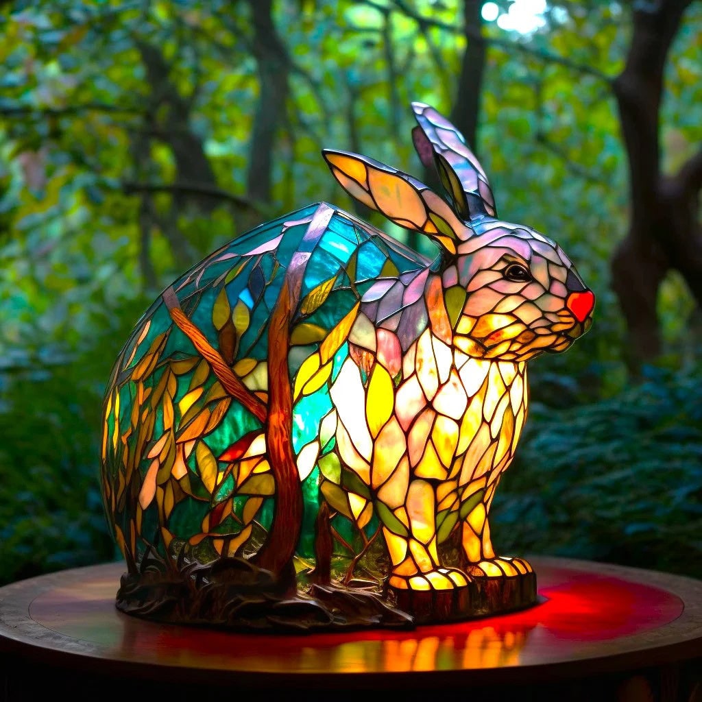 Table Lamp Animal Stained Glass Mosaic Decorative Translucent Shaped - Image 15