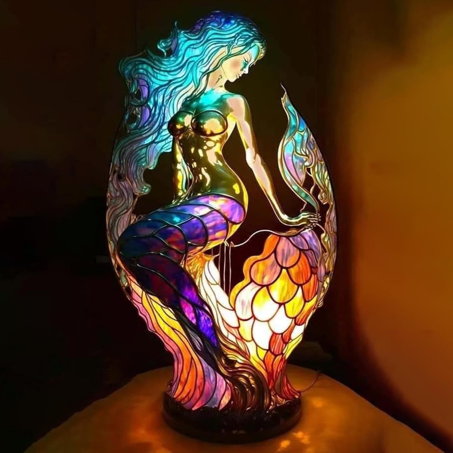 Table Lamp Animal Stained Glass Mosaic Decorative Translucent Shaped - Image 17
