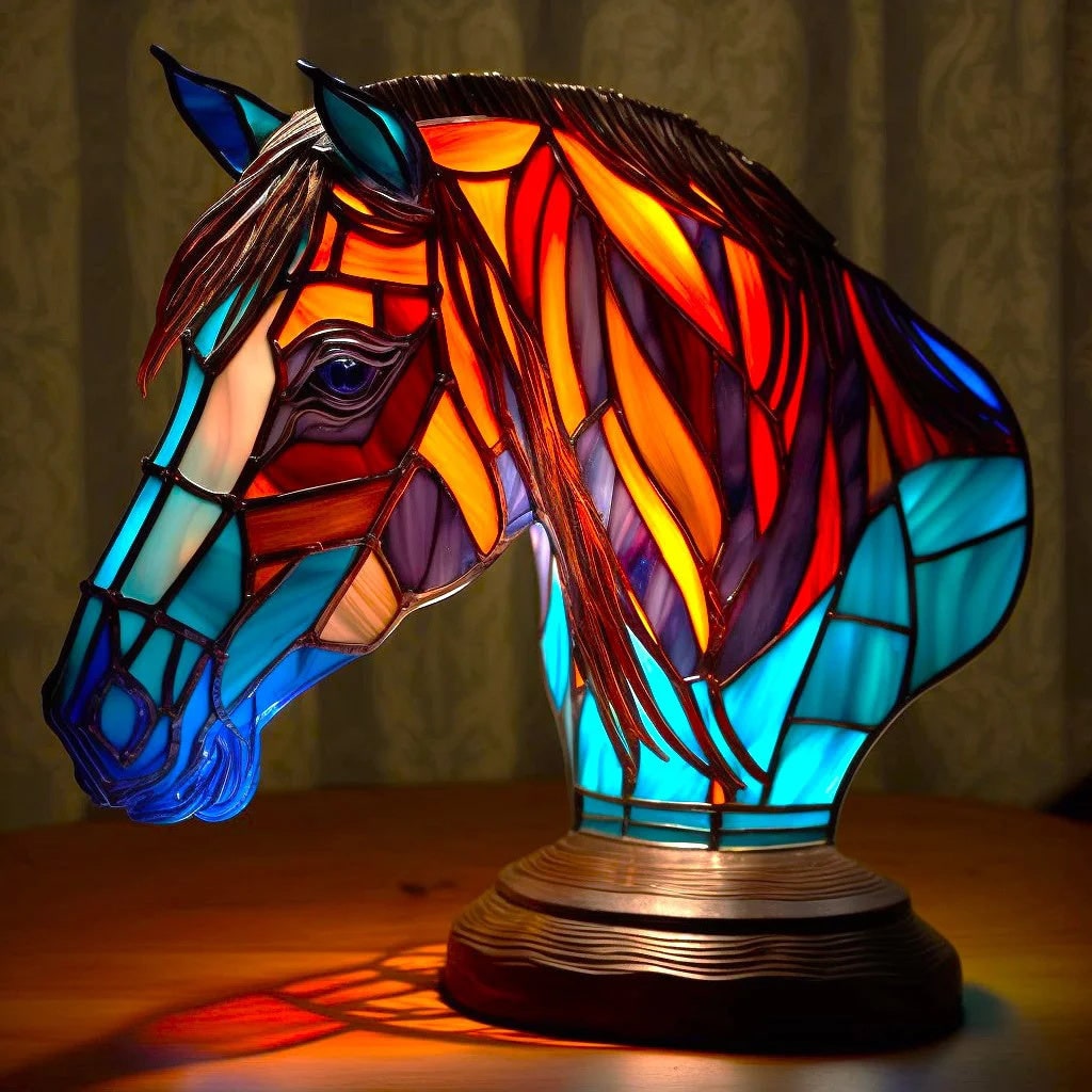 Table Lamp Animal Stained Glass Mosaic Decorative Translucent Shaped - Image 4