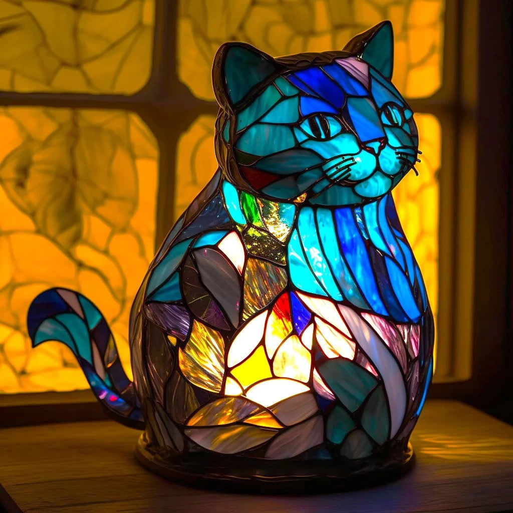 Table Lamp Animal Stained Glass Mosaic Decorative Translucent Shaped - Image 7