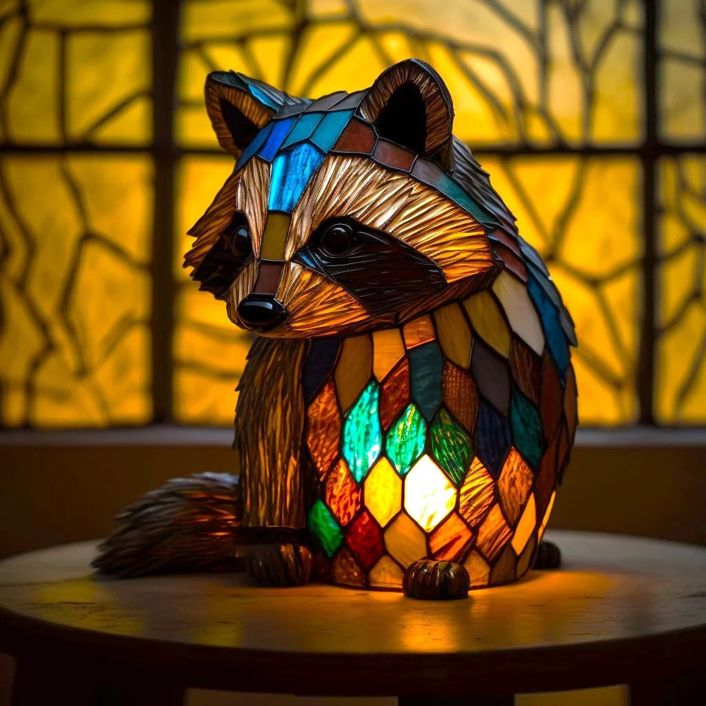 Table Lamp Animal Stained Glass Mosaic Decorative Translucent Shaped - Image 9
