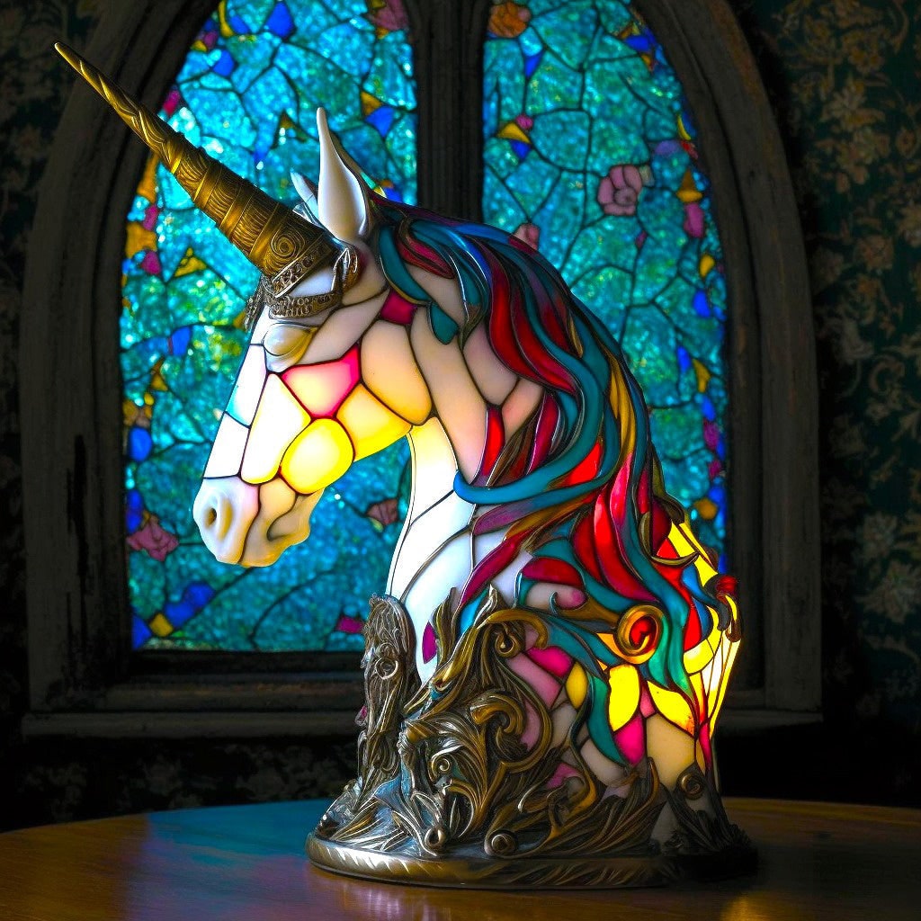 Table Lamp Animal Stained Glass Tiffany Style Multicolored Mosaic Shaped - Image 15