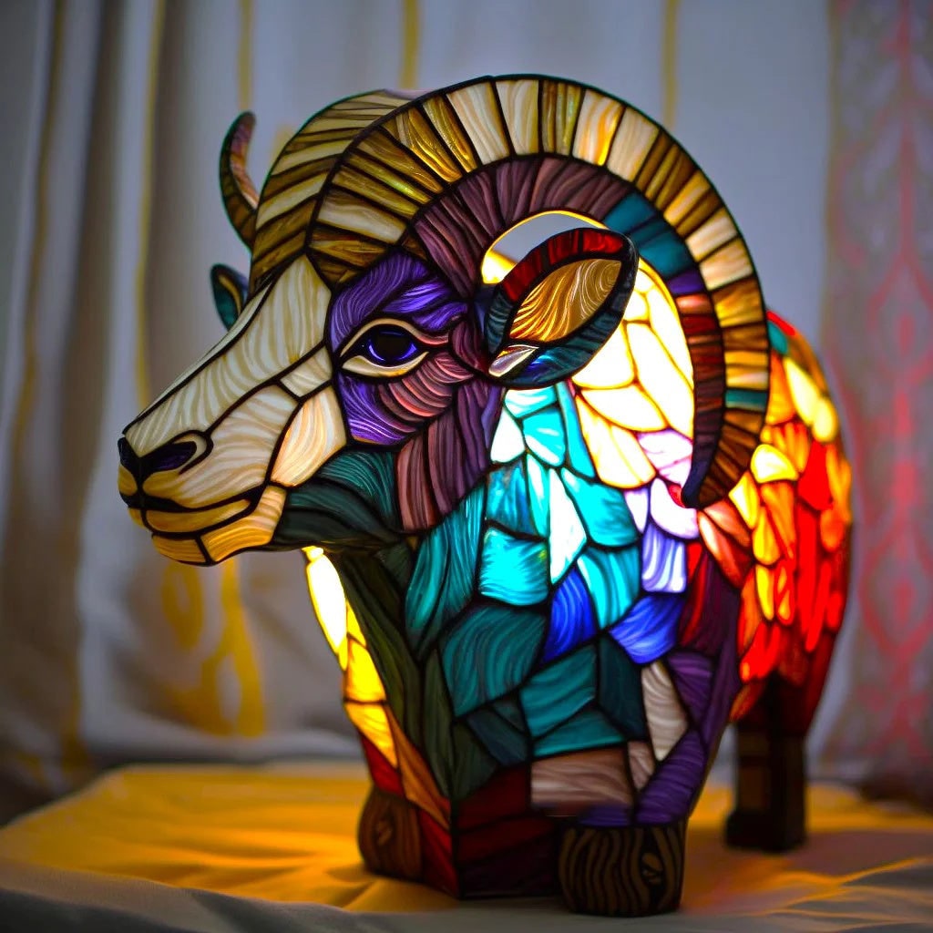 Table Lamp Animal Stained Glass Tiffany Style Multicolored Mosaic Shaped - Image 17