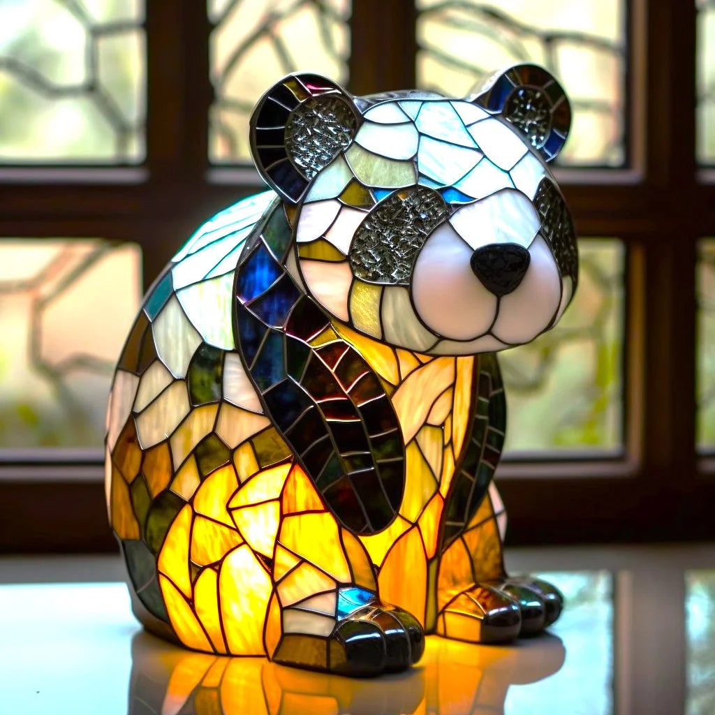Table Lamp Animal Stained Glass Tiffany Style Multicolored Mosaic Shaped - Image 4