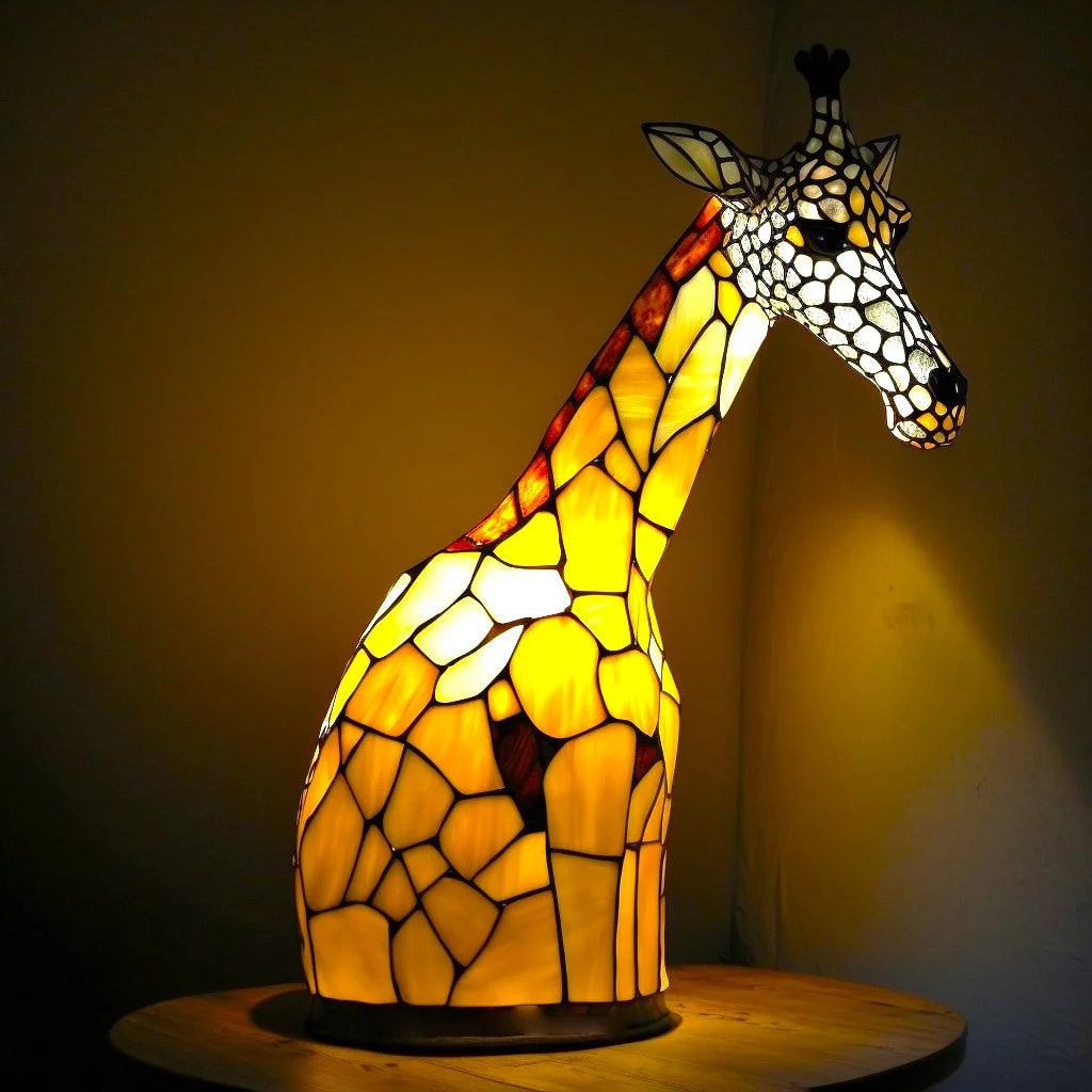 Table Lamp Animal Stained Glass Tiffany Style Multicolored Mosaic Shaped - Image 8
