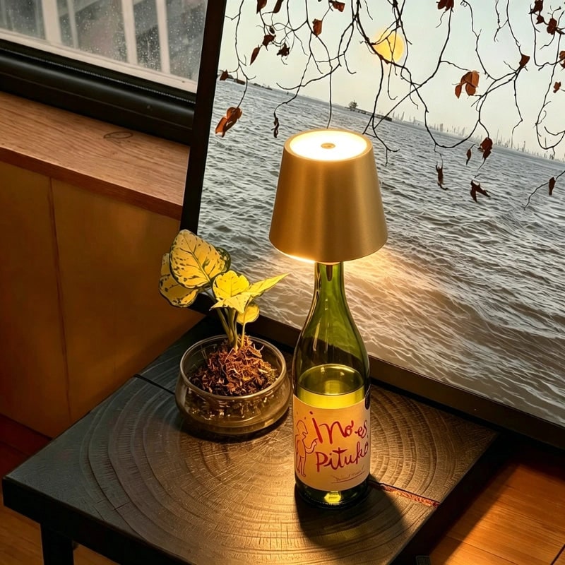 Table Lamp Cordless Bottle Rechargeable LED Metal Portable Design - Image 12