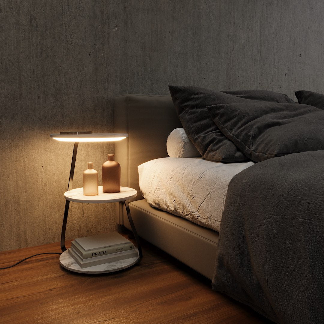 Bedside Table Lamp Compact Double-Layer Side Table