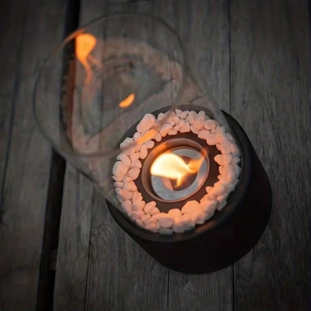 Tabletop Fire Pit Fireplace Bioethanol Glass Cylinder Pebbles Portable Ethanol - Image 10