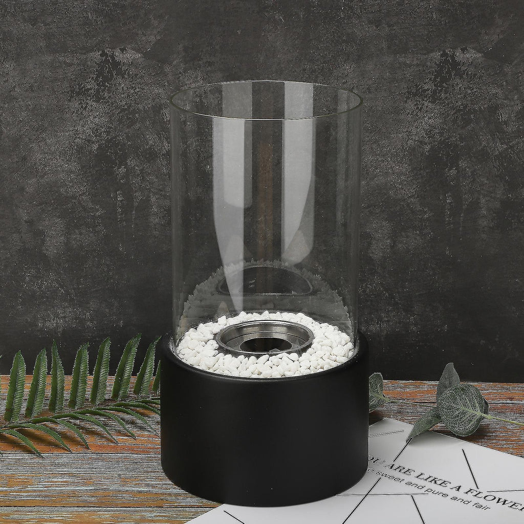 Tabletop Fire Pit Fireplace Bioethanol Glass Cylinder Pebbles Portable Ethanol - Image 12
