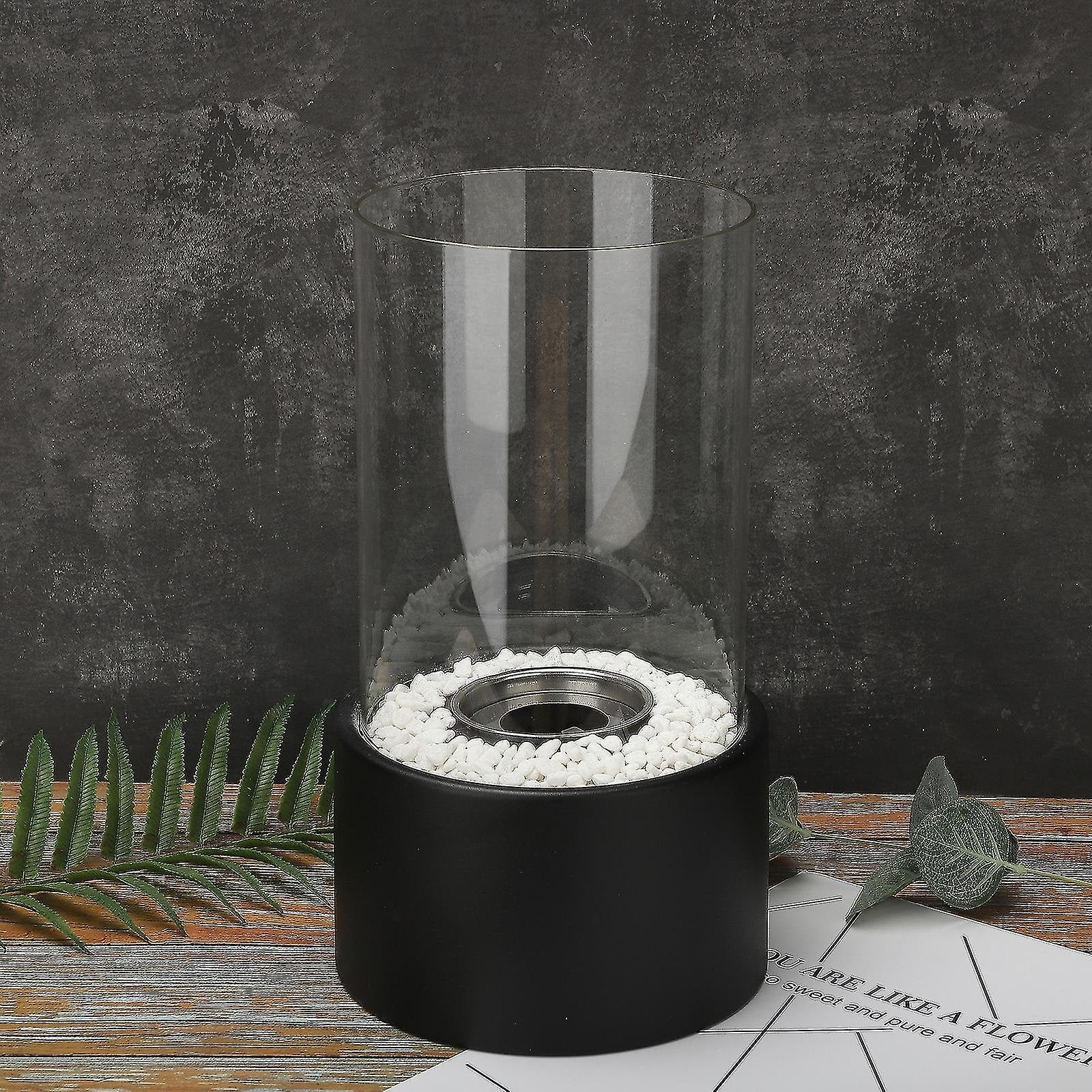 Tabletop Fire Pit Fireplace Bioethanol Glass Cylinder Pebbles Portable Ethanol - Image 12