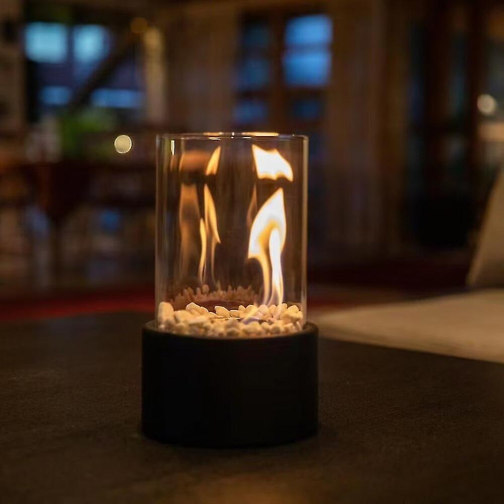 Tabletop Fire Pit Fireplace Bioethanol Glass Cylinder Pebbles Portable Ethanol - Image 5