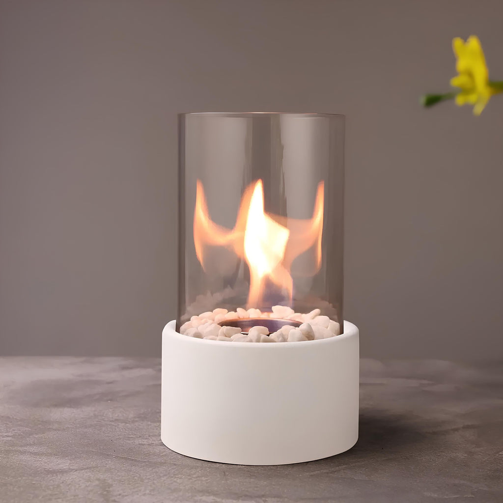 Tabletop Fire Pit Fireplace Bioethanol Glass Cylinder Pebbles Portable Ethanol - Image 7