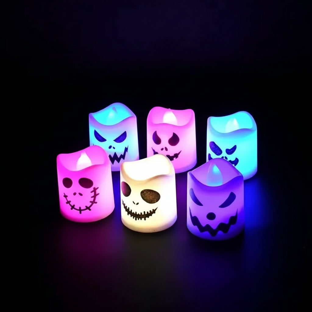 Tea Light Candles Halloween with Color Changing LED Battery Operated Set of 6 With Timer - Image 3