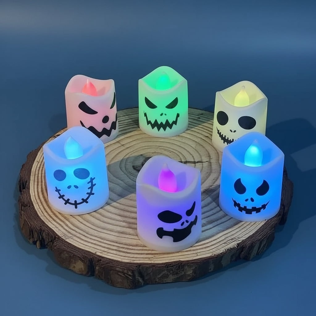 Tea Light Candles Halloween with Color Changing LED Battery Operated Set of 6 With Timer - Image 4
