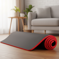 Thick Yoga Mat Exercise Non Slip Cushioned Foam Ribbed Border 10mm With Carrying Bag - Image 1