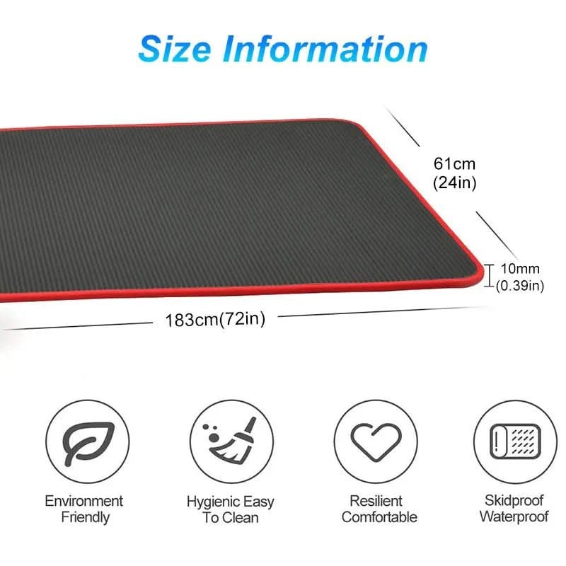 Thick Yoga Mat Exercise Non Slip Cushioned Foam Ribbed Border 10mm With Carrying Bag - Image 4