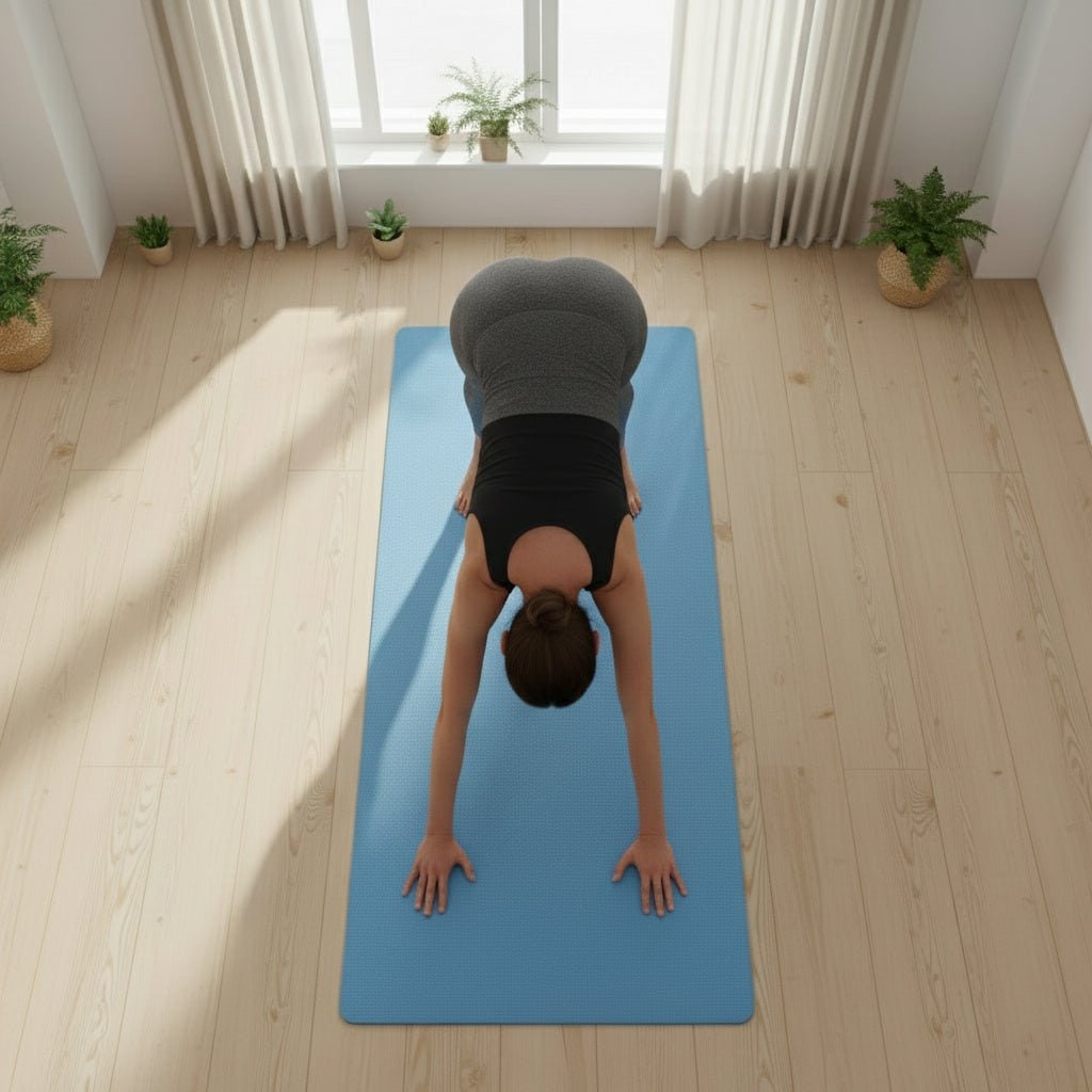 Thick Yoga Mat Exercise Non Slip Foam Portable Carrying Strap Ribbed - Image 1