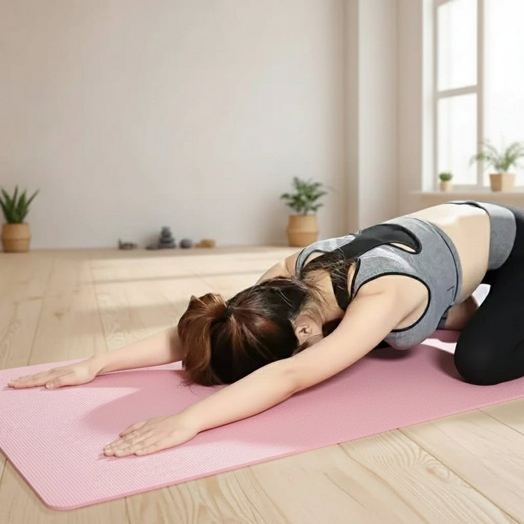 Thick Yoga Mat Exercise Non Slip Foam Portable Carrying Strap Ribbed - Image 2