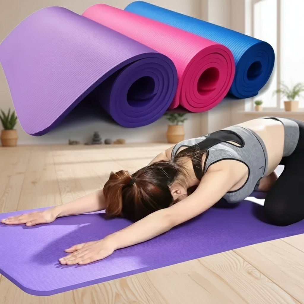 Thick Yoga Mat Exercise Non Slip Foam Portable Carrying Strap Ribbed - Image 9