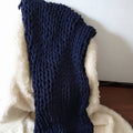 Throw Blanket Weighted Chunky Knit with Hand-Woven Texture and Braided Edges Woven - Image 11