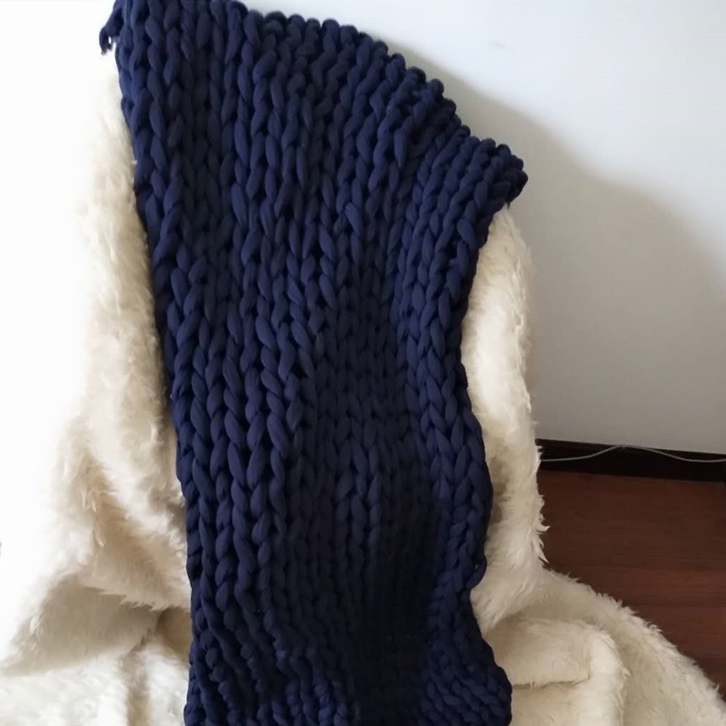 Throw Blanket Weighted Chunky Knit with Hand-Woven Texture and Braided Edges Woven - Image 11