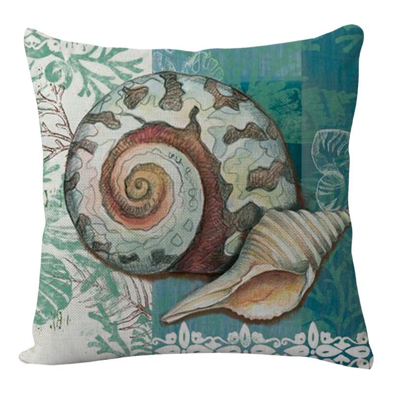 Throw Pillow Covers and Couch Cushion with Decorative Marine Life Prints Square Linen Set of 4 - Image 20