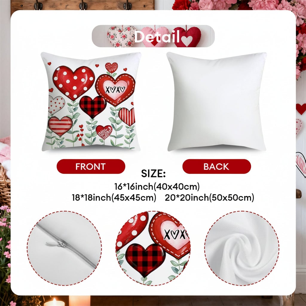 Throw Pillow Covers Decorative Cushion Valentine 4 Pack Square - Image 6