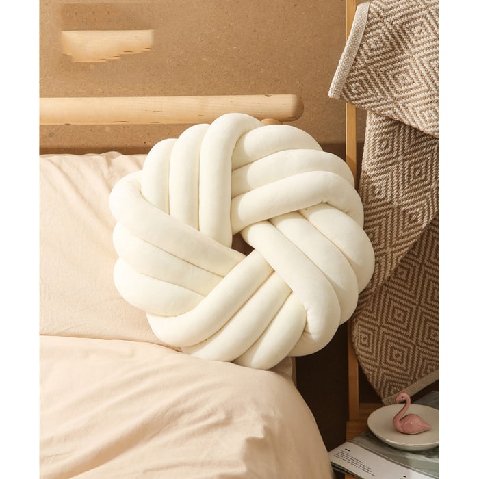 Throw Pillow Knot Soft Plush Velvet Knotted Ball Decorative Cushion Covers - Image 1