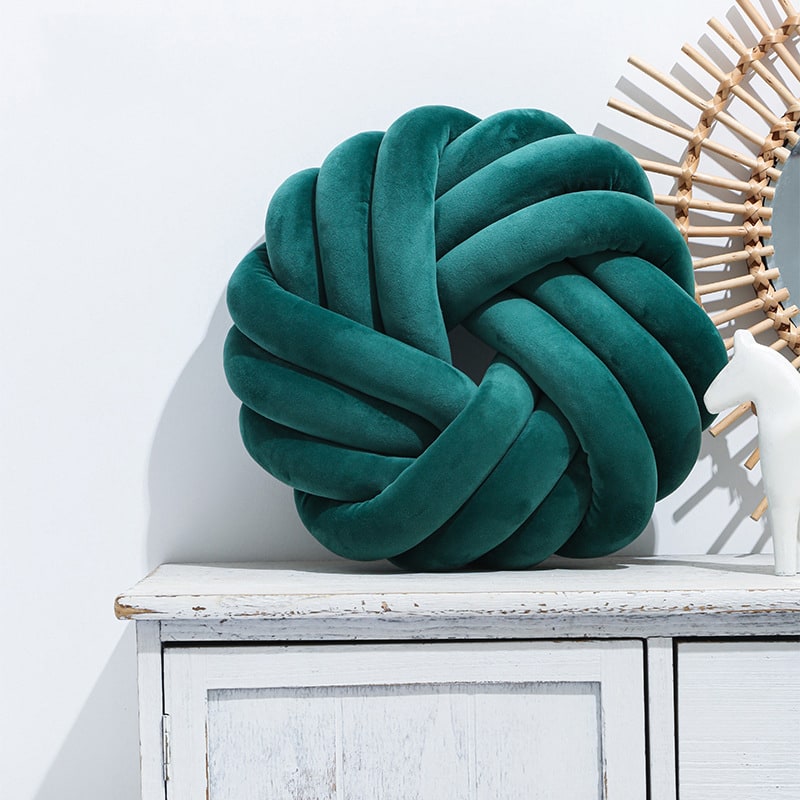 Throw Pillow Knot Soft Plush Velvet Knotted Ball Decorative Cushion Covers - Image 10