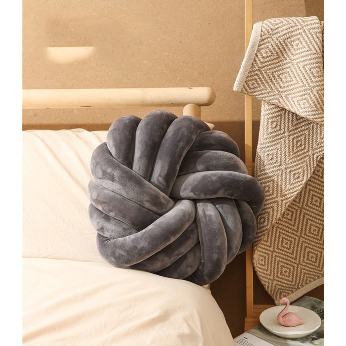 Throw Pillow Knot Soft Plush Velvet Knotted Ball Decorative Cushion Covers - Image 3