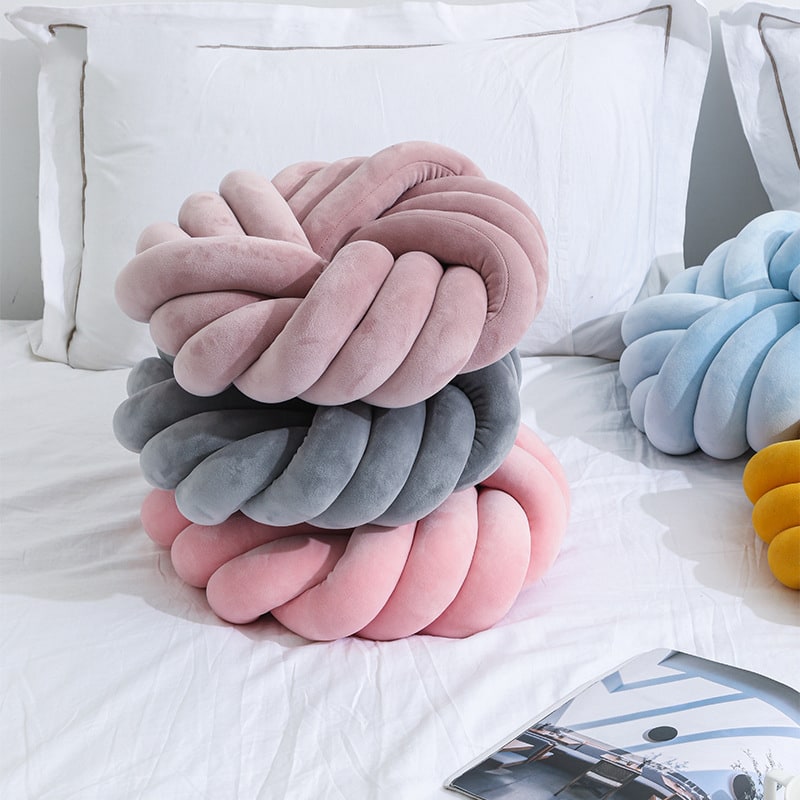 Throw Pillow Knot Soft Plush Velvet Knotted Ball Decorative Cushion Covers - Image 6