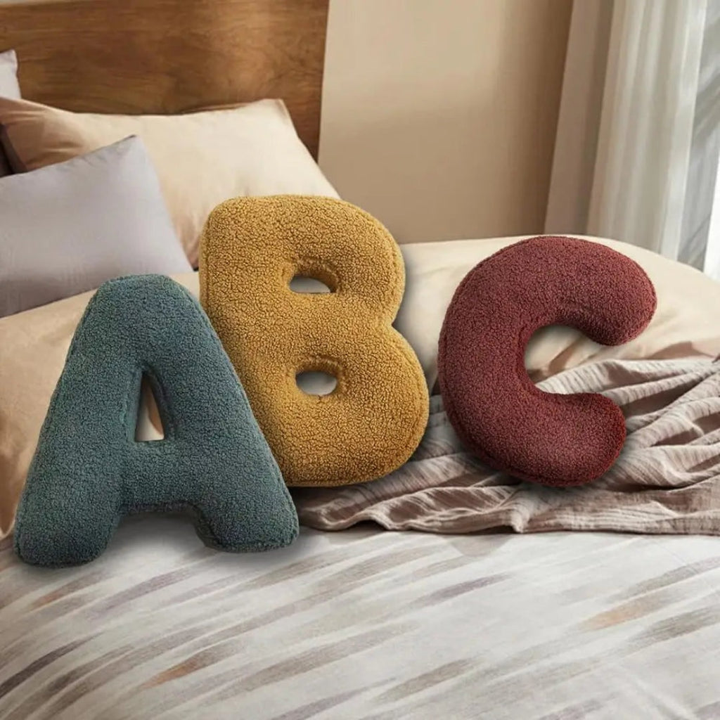 Throw Pillow Letter Alphabet Sherpa Plush Stuffed Cushion Personalized - Image 1